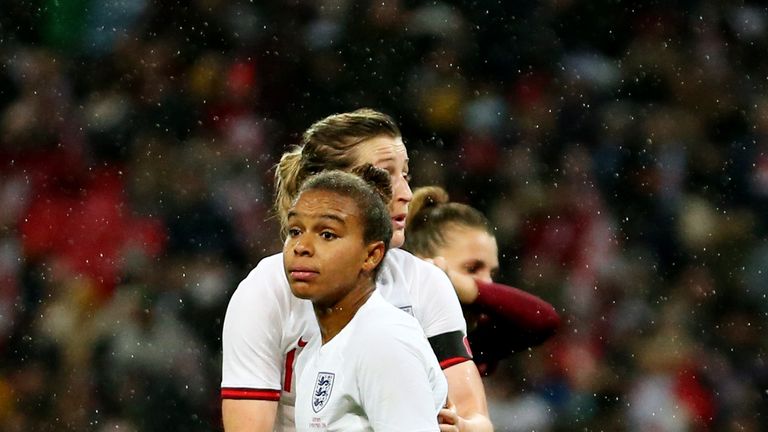 Nikita Parris of England reacts after missing a penalty against Germany