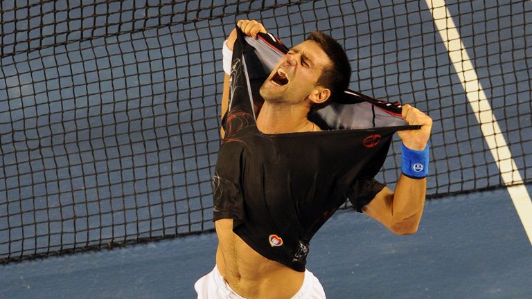 Novak Djokovic ripped off his shirt after beating Rafael Nadal in the 2012 Australian Open final