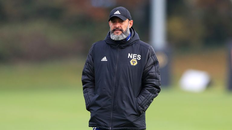 Wolverhampton Wanderers manager Nuno Espirito Santo during a training session