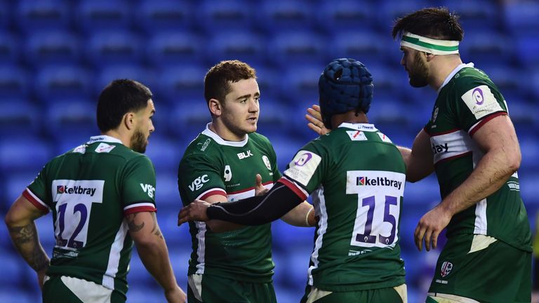 READING, ENGLAND - NOVEMBER 23: Paddy Jackson of London Irish celebrates scoring a try during the European Rugby Challenge Cup Round 2 match between London Irish and Bayonne at Madejski Stadium on November 23, 2019 in Reading, England. (Photo by Alex Broadway/Getty Images)
