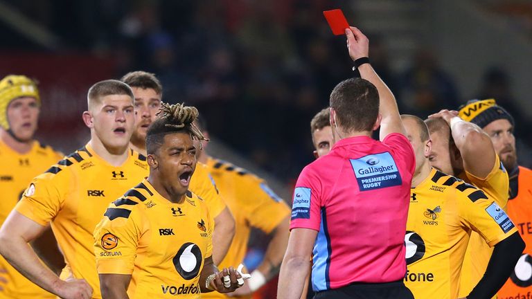 Paolo Odogwu of Wasps is sent off