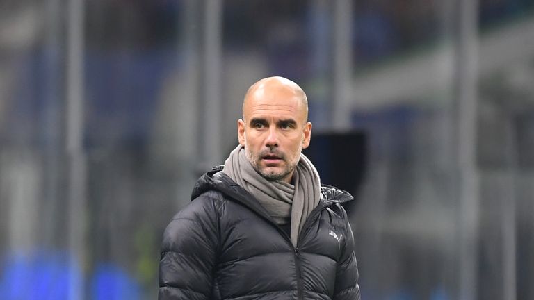 Manchester City manager Pep Guardiola during the Champions League match against Atalanta