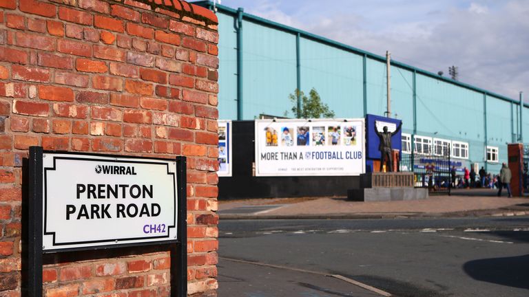 View from outside Tranmere Rovers' Prenton Park stadium