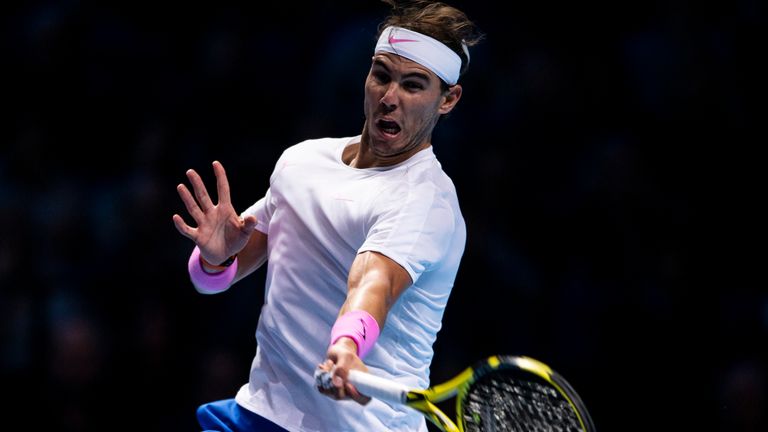 Rafael Nadal in action at the ATP Finals in London