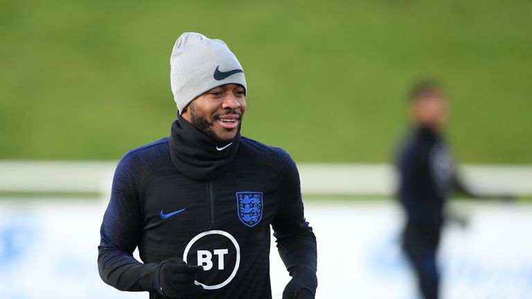 Raheem Sterling trains with England at St George's Park