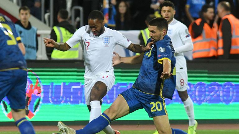 Raheem Sterling in action for England against Kosovo