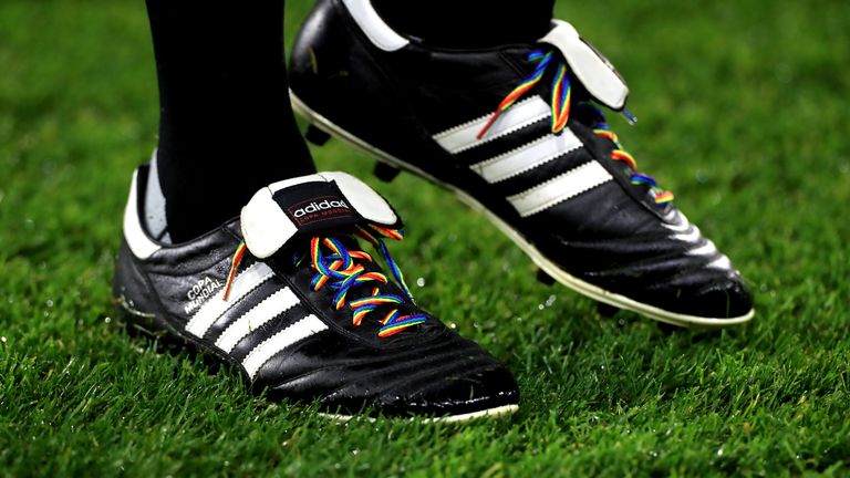 Huddersfield Town v Swansea City - Sky Bet Championship - John Smith&#39;s Stadium
Rainbow laces in support of the Stonewall campaign before the Sky Bet Championship match at John Smith&#39;s Stadium, Huddersfield. 26 November 2019