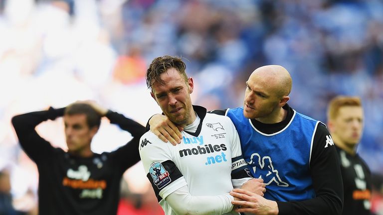 Former Derby defender Richard Keogh was inconsolable after the Ram's play-off final defeat to QPR in 2014.