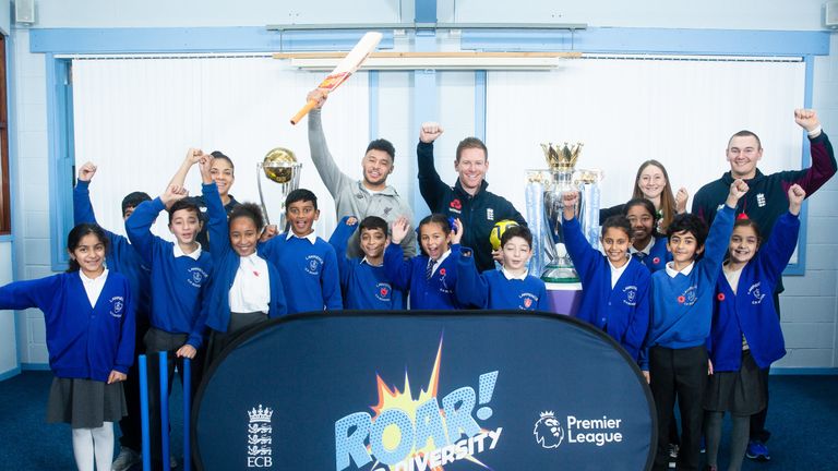 Premier League & ECB Roar for Diversity Resource Launch with Alex Oxlade-Chamberlain, Eoin Morgan, Chris Edwards, Sophia Dunkley, Sian Massey-Ellis.Lawrence Community Primary School, Liverpool 28 NOVEMBER 2019