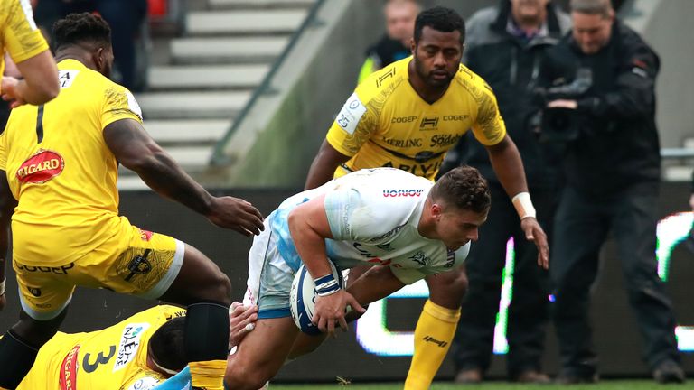 Rohan Janse van Rensburg scored Sale's first try against La Rochelle