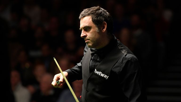 Ronnie O'Sullivan reacts during his match against Ross Bulman on day 3 of the Betway UK Championship at The Barbican on November 28, 2019 in York, England.