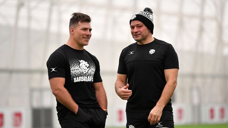 Schalk Brits (left) and Rory Best during Barbarians training