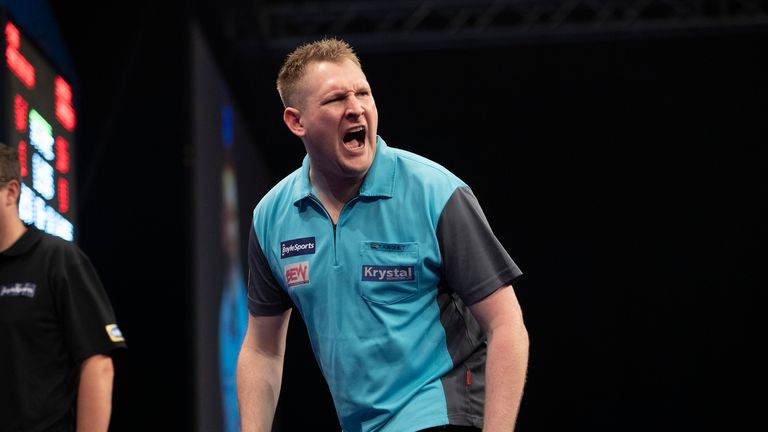 Ryan Harrington booked a place in the last 16 of the Grand Slam of Darts with the biggest win of his career