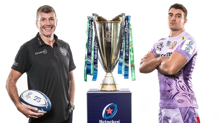 Exeter Chiefs head coach Rob Baxter and Sam Skinner