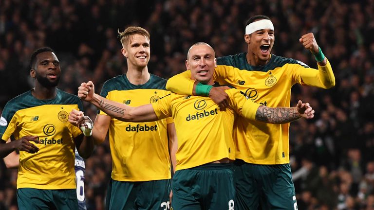 Celtic's Scott Brown celebrates after scoring to make it 4-1