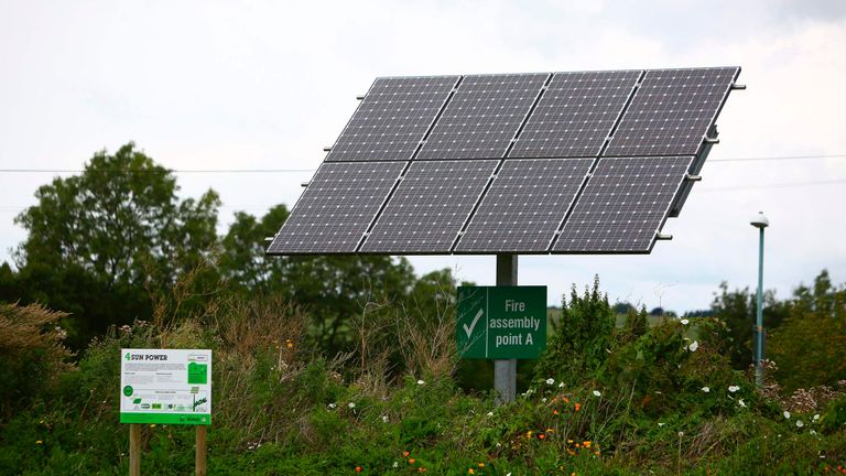 Solar panels outside the New Lawn stadium of Forest Green Rovers pictured in 2017