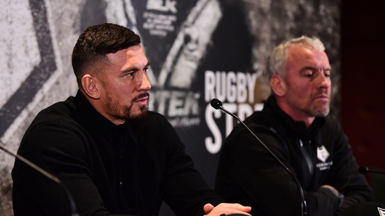 14/11/2019 - Rugby League season 2019 Sonny Bill Williams signs for Canada Toronto Wolfpack for season 2020 at The Emirates Stadium, North London
- Sonny Bill Williams today and CEO Bob Hunter and Coach Brian McDermott