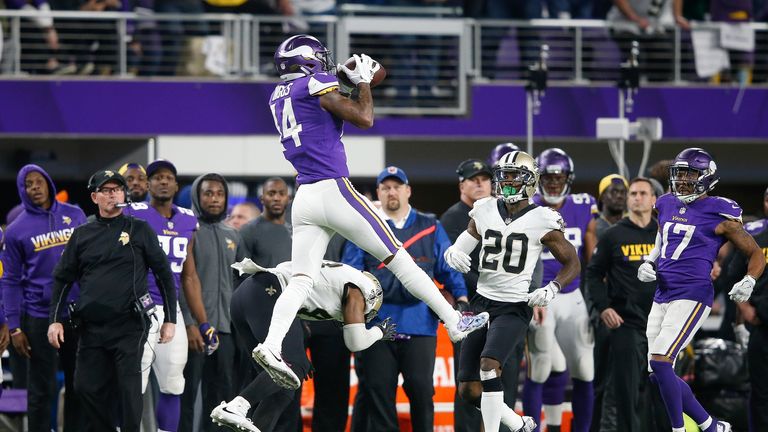 during the second half of the NFC Divisional Playoff game at U.S. Bank Stadium on January 14, 2018 in Minneapolis, Minnesota.