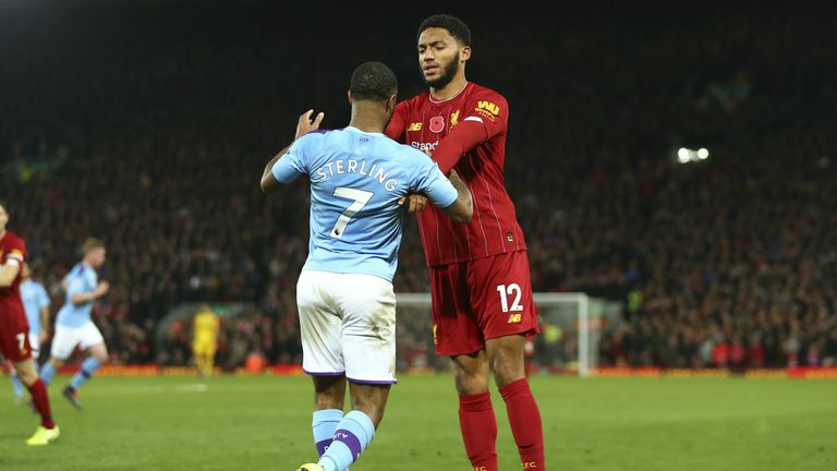 Sterling and Gomez clash.