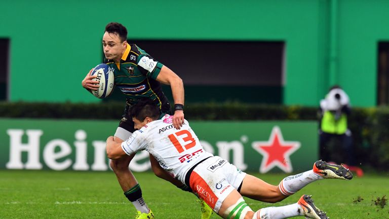 during the Heineken Champions Cup Round 2 match between Benetton Rugby and Northampton Saints at Stadio comunale di Monigo on November 23, 2019 in Treviso, Italy.