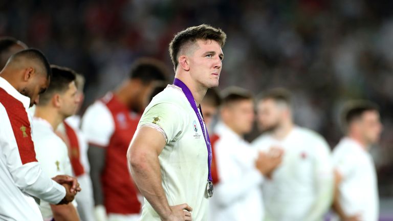 Tom Curry looks on dejected after defeat in the Rugby World Cup 2019 Final