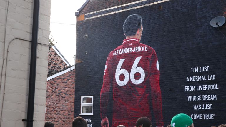 Liverpool fans have created a mural of Alexander-Arnold near Anfield 