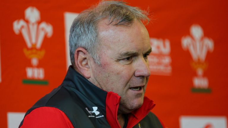 PONTYCLUN, WALES - NOVEMBER 12:  Wayne Pivac Head Coach of Wales being interviewed by press during the Wales Squad Announcement on November 12, 2019 at The Vale Resort, Pontyclun, Wales. (Photo by Huw Fairclough/Getty Images)