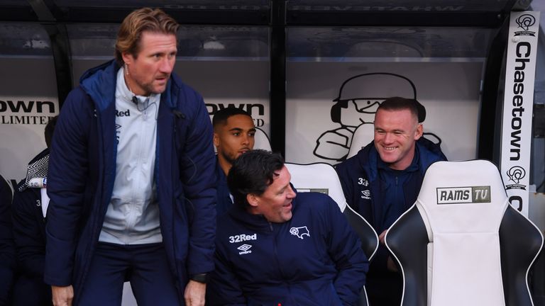 Wayne Rooney takes up his Derby coaching role for the game against QPR