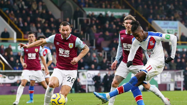 Wilfried Zaha scores for Crystal Palace at Burnley