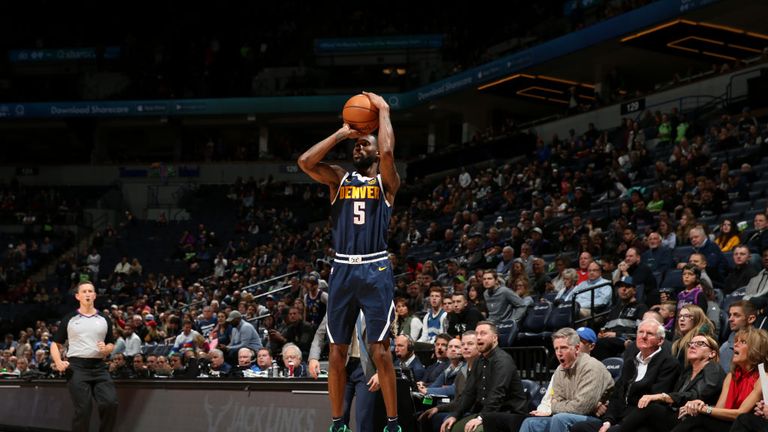 Will Barton of the Denver Nuggets shoots the ball against the Minnesota Timberwolves