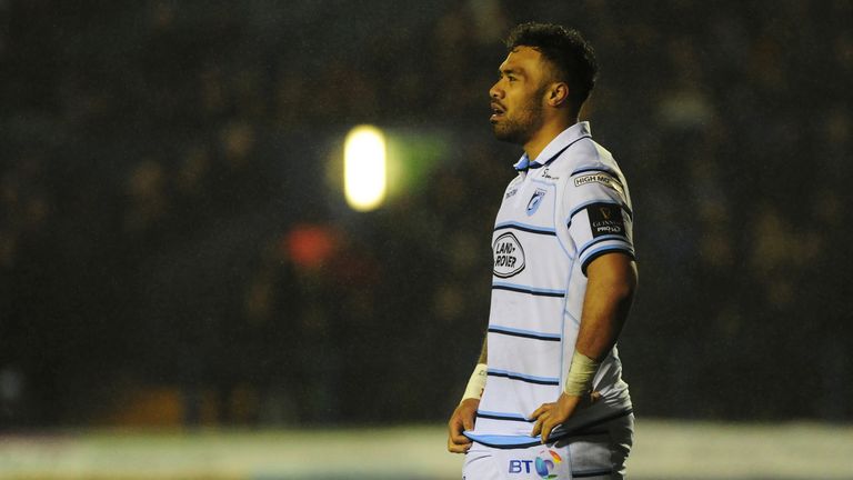 CARDIFF, WALES - MARCH 02: Willis Halaholo of Cardiff Blues in action during the Guinness Pro14 Round 17 match between Cardiff Blues and Isuzu Southern Kings at the Cardiff Arms Park on March 02, 2019 in Cardiff, Wales. (Photo by Athena Pictures/Getty Images)