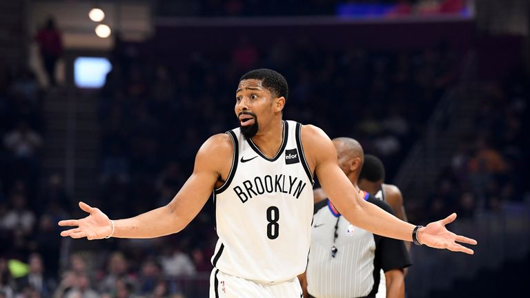 Spencer Dinwiddie questions a call in the Nets&#39; win over the Cavaliers