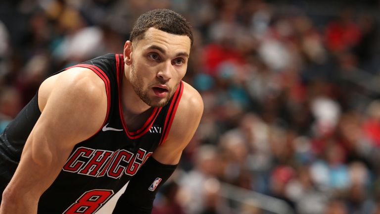 Zach LaVIne in action during the Chicago Bulls win over the Charlotte Hornets
