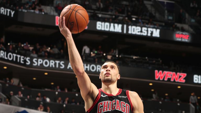 Zach LaVine scores en route to a career-best 49 points in Chicago's win over Charlotte