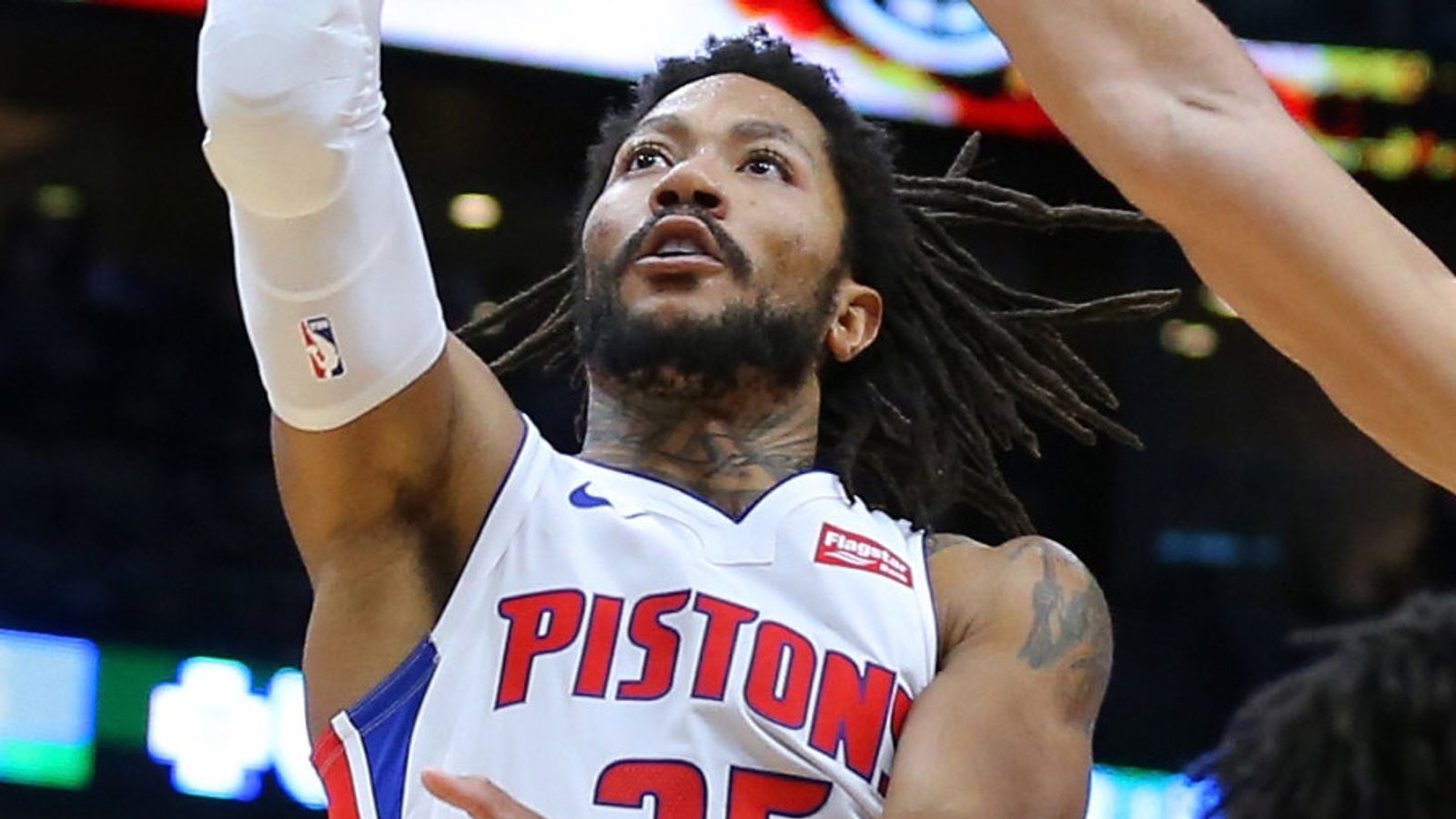 NBA on ESPN - Derrick Rose in these Detroit Pistons throwback threads is 🔥