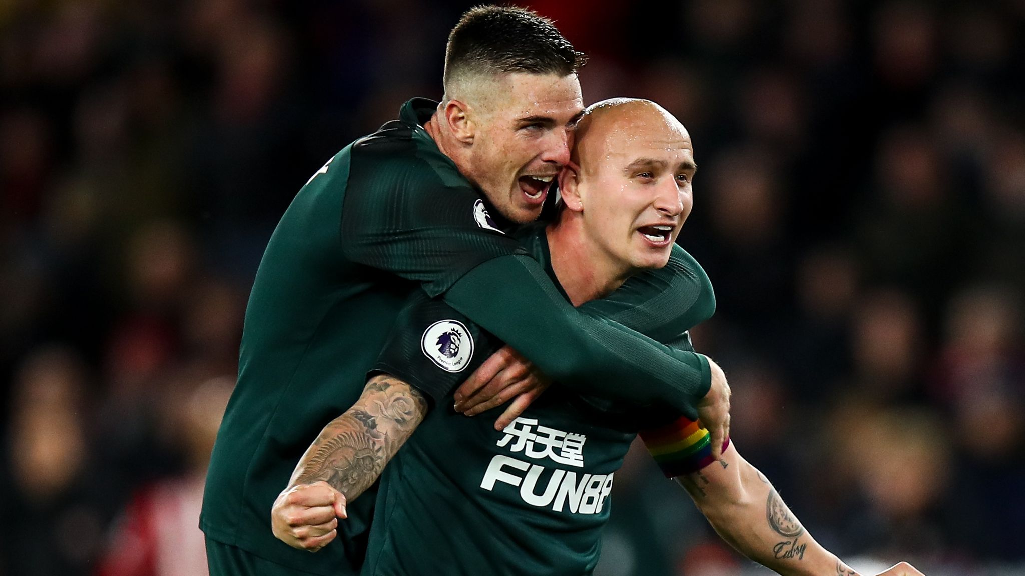 Saint-Maximin got the first goal in the game v Sheffield United, Jonjo Shelvey got the second