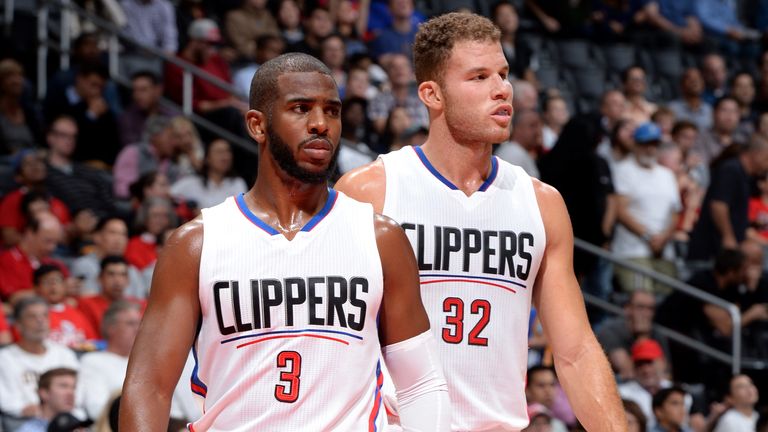 Chris Paul and Blake Griffin pictured doing the 'Lob City' Clippers era