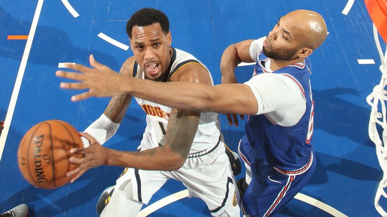 Monte Morris attacks the basket against the Knicks