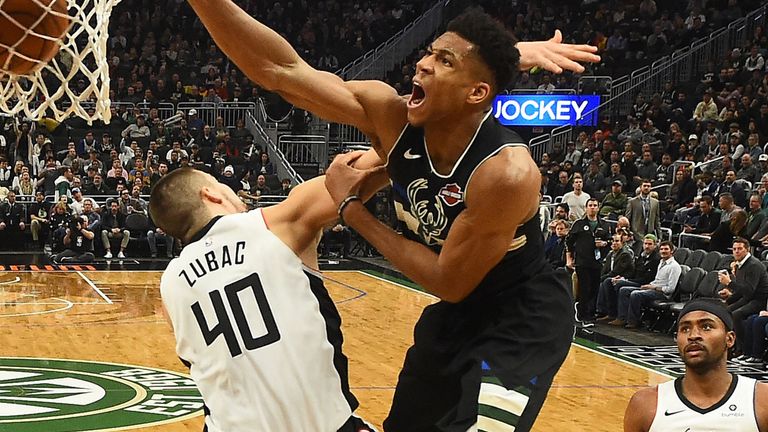 Giannis Antetokounmpo unleashes a vicious dunk on Ivica Zubac