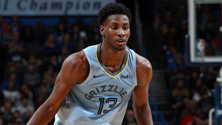 Jaren Jackson Jr in action during the Grizzlies' win  over the Thunder