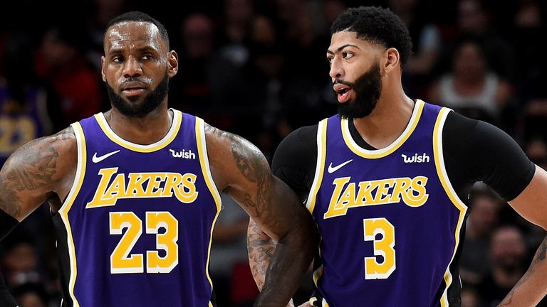 LeBron James and Anthony Davis in action for the Lakers