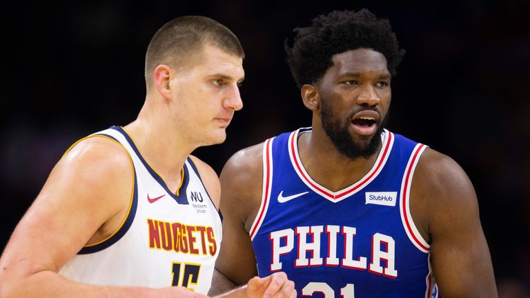 Nikola Jokic and Joel Embiid match up during the Sixers&#39; clash with the Nuggets
