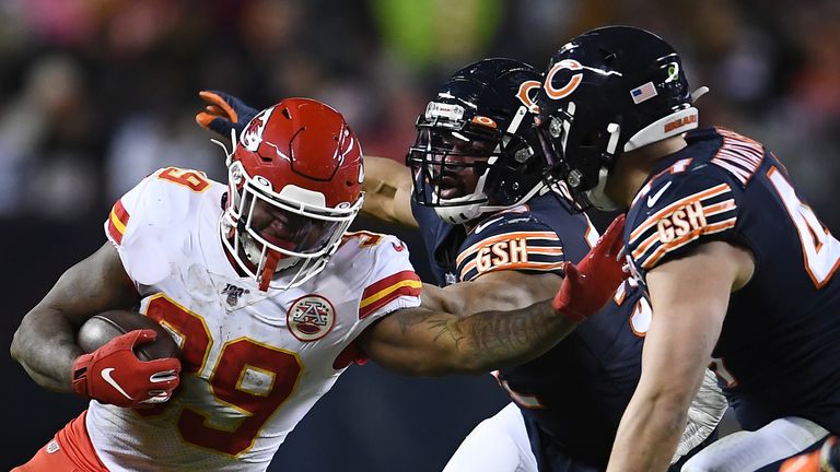 Kansas City Chiefs' Patrick Mahomes during the first half of a preseason  NFL football game against the Chicago Bears Saturday, Aug. 25, 2018, in  Chicago. (AP Photo/Annie Rice)