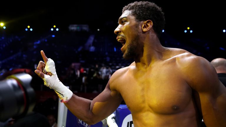 Andy Ruiz Jr v Anthony Joshua - Diriyah Arena
Anthony Joshua after reclaiming the IBF, WBA, WBO & IBO World Heavyweight Championship belts from Andy Ruiz (not pictured) at the Diriyah Arena, Diriyah, Saudi Arabia. 7 December 2019