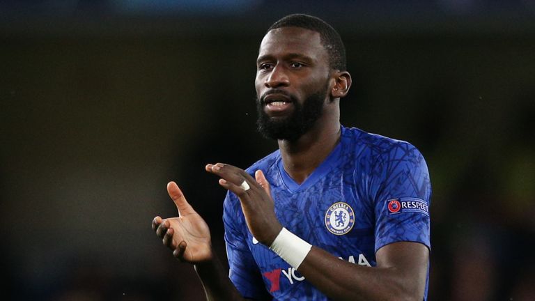 LONDON, ENGLAND - DECEMBER 10: Antonio Rudiger of Chelsea acknowledges the fans after the UEFA Champions League group H match between Chelsea FC and Lille OSC at Stamford Bridge on December 10, 2019 in London, United Kingdom. (Photo by Craig Mercer/MB Media/Getty Images)