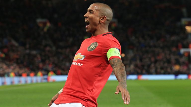 Ashley Young scored from a tight angle to give United the lead