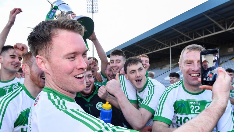 Ballyhale Shamrocks player Richie Reid, who is currently in the Lebanon on peacekeeping duty with the Irish Army, was video-called during the celebrations