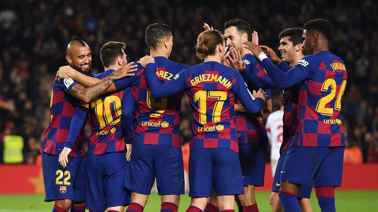 Barcelona celebrate their victory 
