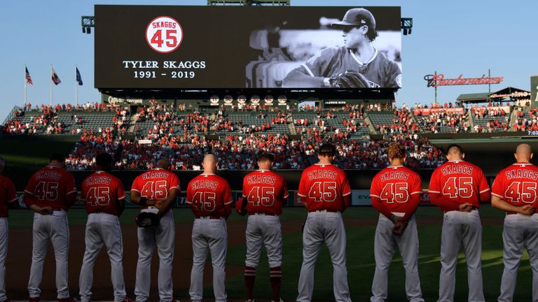 Skaggs was found to have a toxic mix of alcohol and the painkillers fentanyl and oxycodone in his body.
