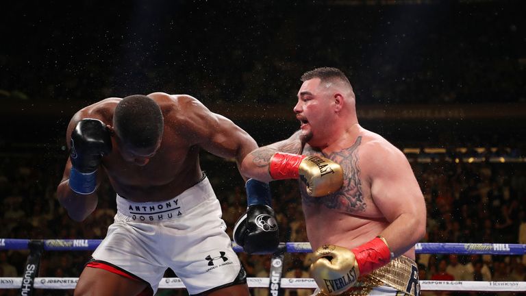 Andy Ruiz Jr knocked down Anthony Joshua four times during their first bout in June 